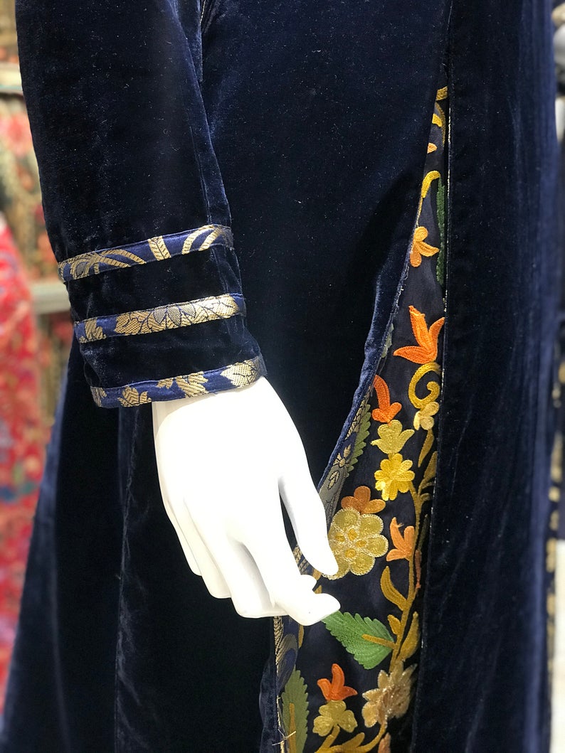 Velvet Dress with Kashmiri Aari embroidered pants