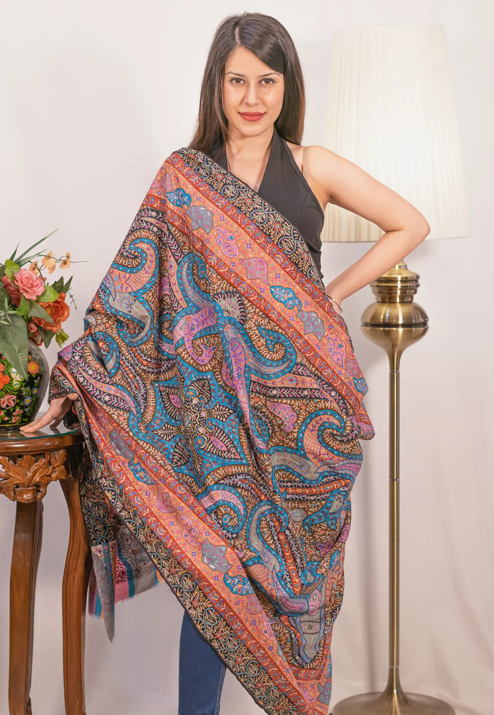 Pure Pashmina Kalamkari Shawl Wrap