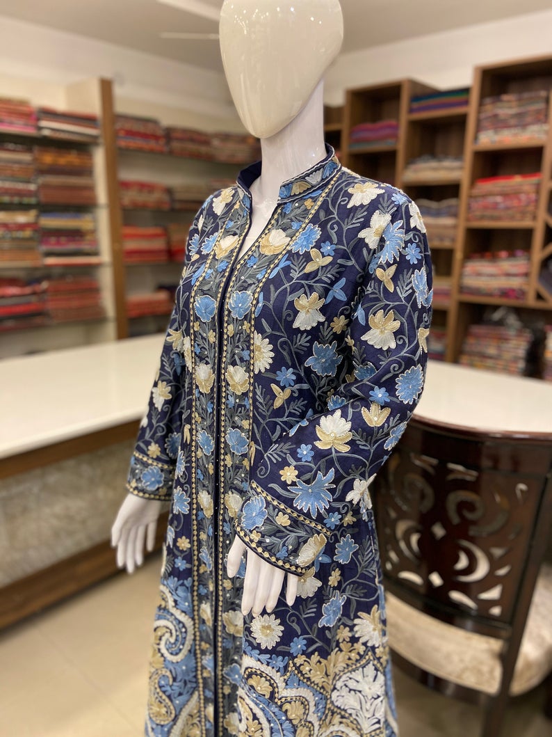 Navy Blue Flared Style Dress Close View