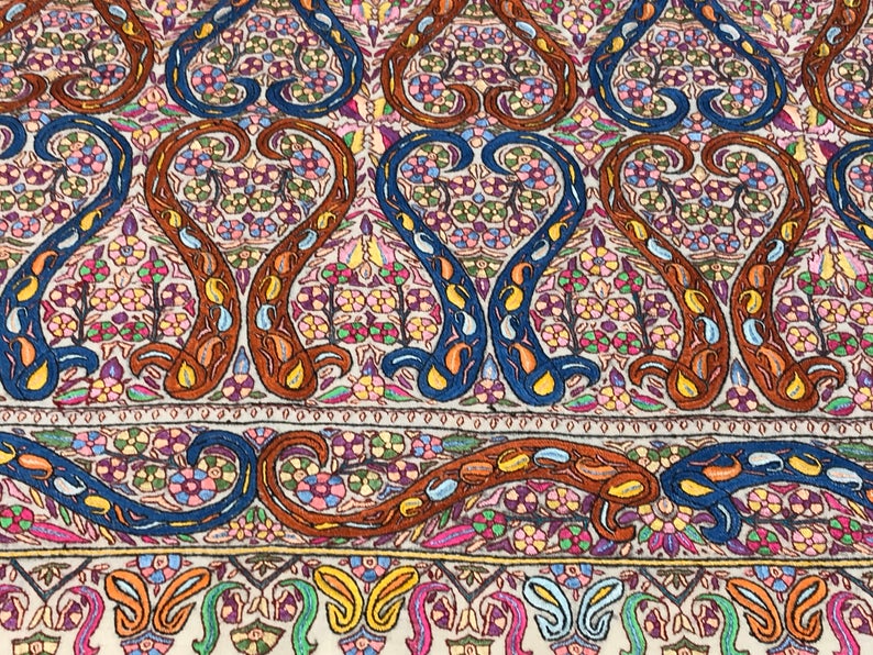 Papier Mache Hand Embroidered Pure Pashmina Shawls