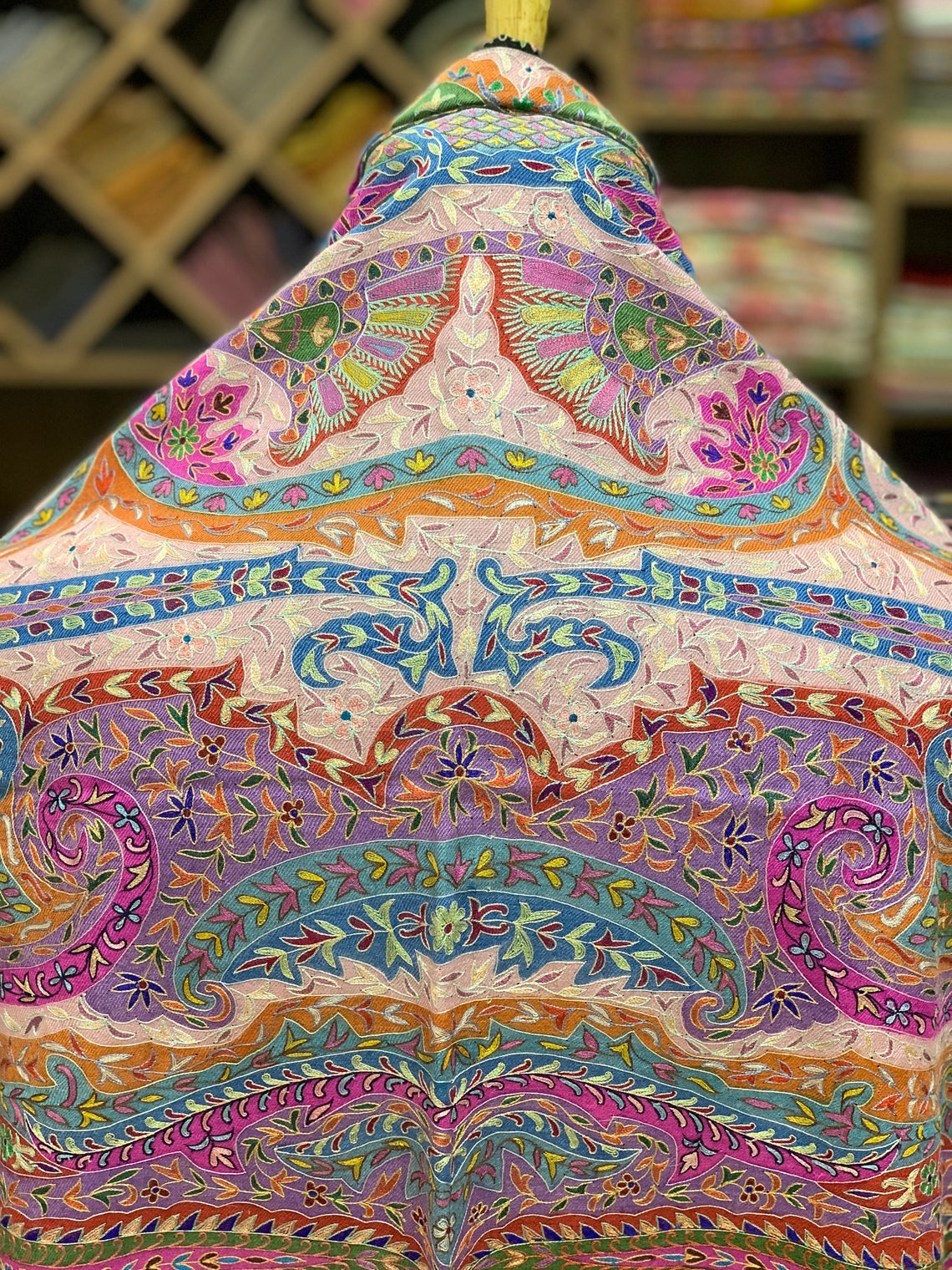 Pink Pure Pashmina Kalamkari Shawl Back View