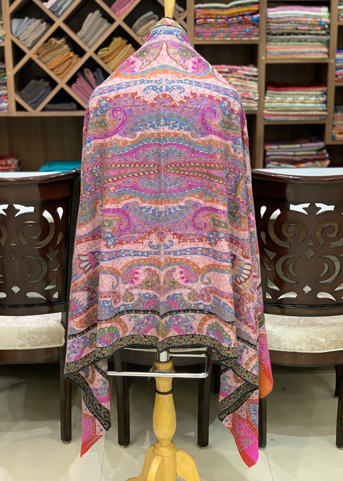 Pink Pure Pashmina Kalamkari Shawl