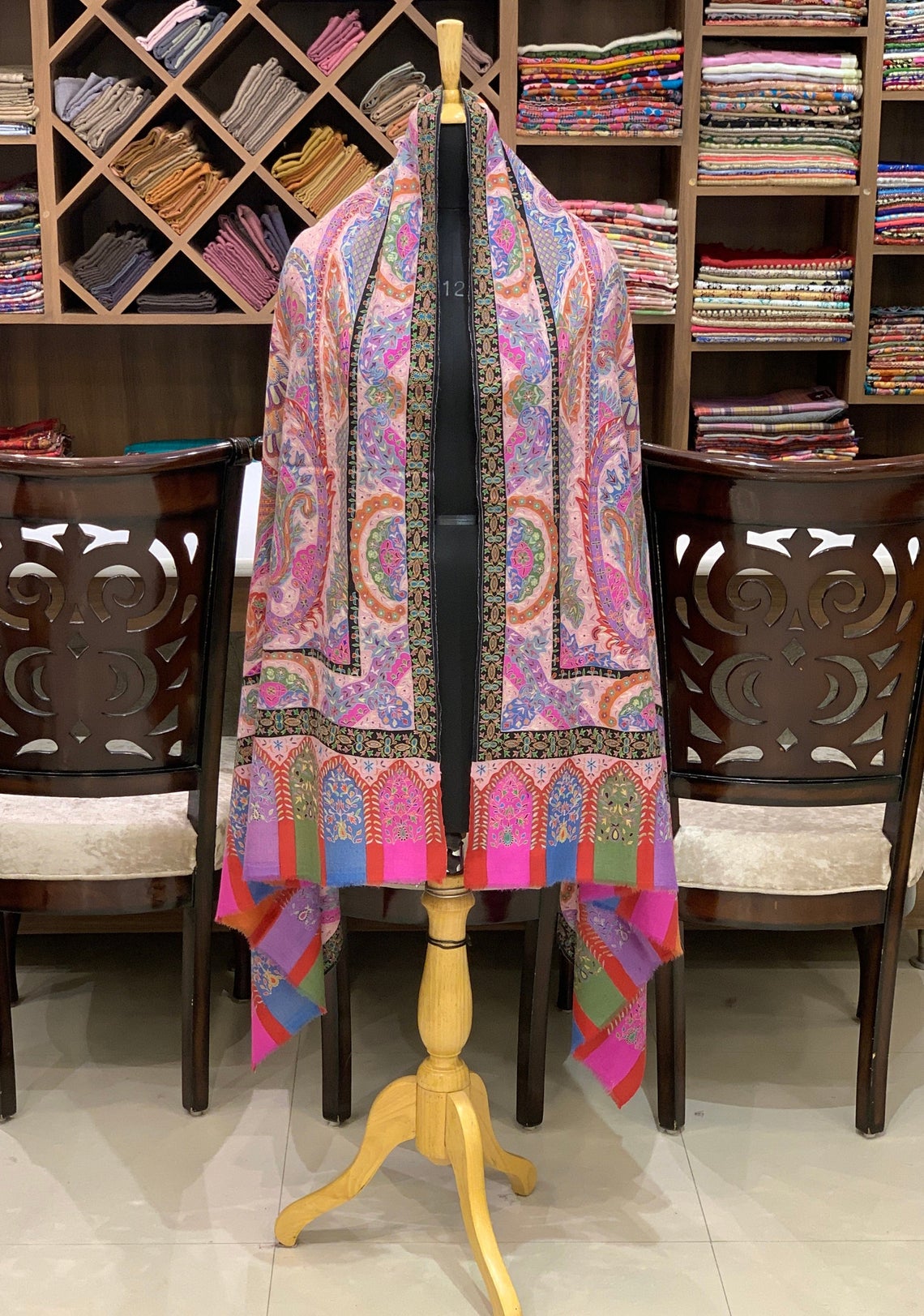 Pink Pure Pashmina Kalamkari Shawls