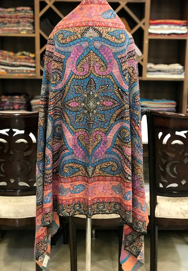 Pure Pashmina Kalamkari Shawl Wrap