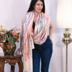 White Sozni Pure Pashmina Hand Embroidered Shawl