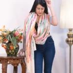 White Sozni Pure Pashmina Hand Embroidered Shawl front