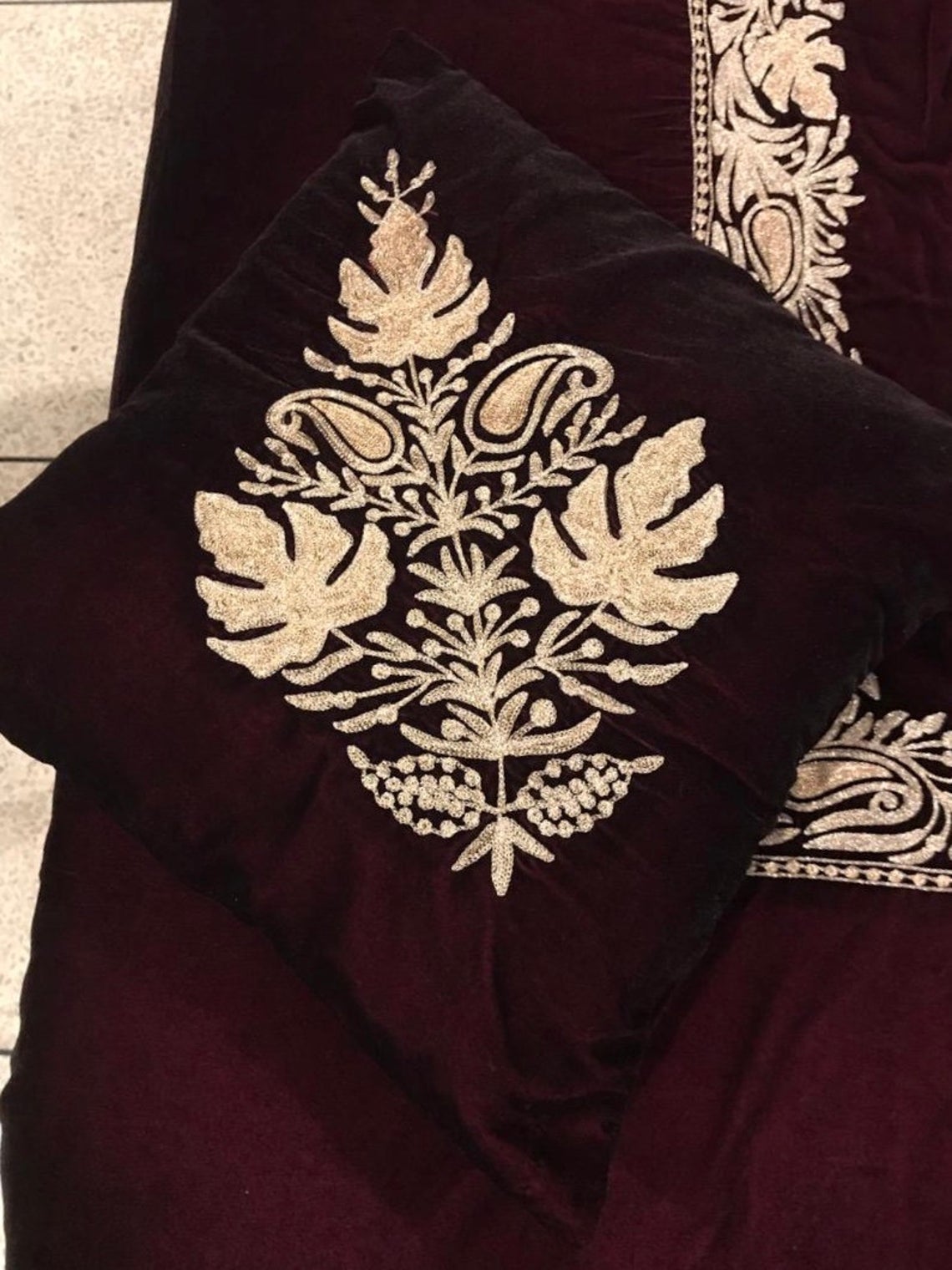 Wine Velvet Bed Cover Wine Velvet Bed Cover
