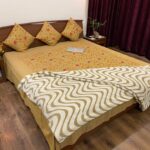 Raw Silk Aari Embroidered Bed Cover