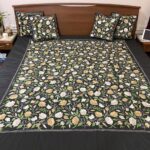 Black Raw Silk Kashmiri Embroidered Bed Cover