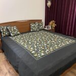 Black Raw Silk Kashmiri Embroidered Bed Cover