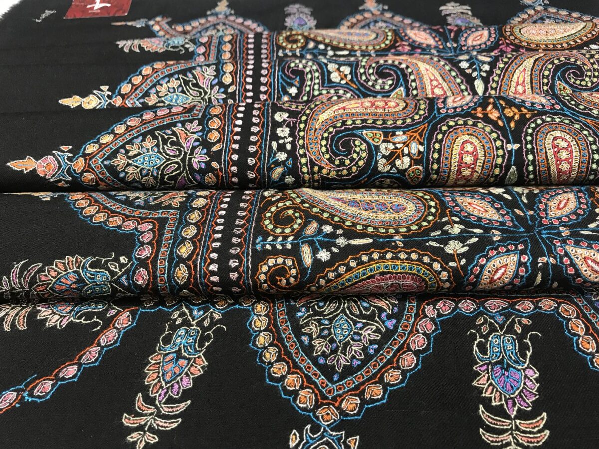 Black Allover Sozni Pure Pashmina Hand Embroidered Shawl Black Allover Sozni Pure Pashmina Hand Embroidered Shawl