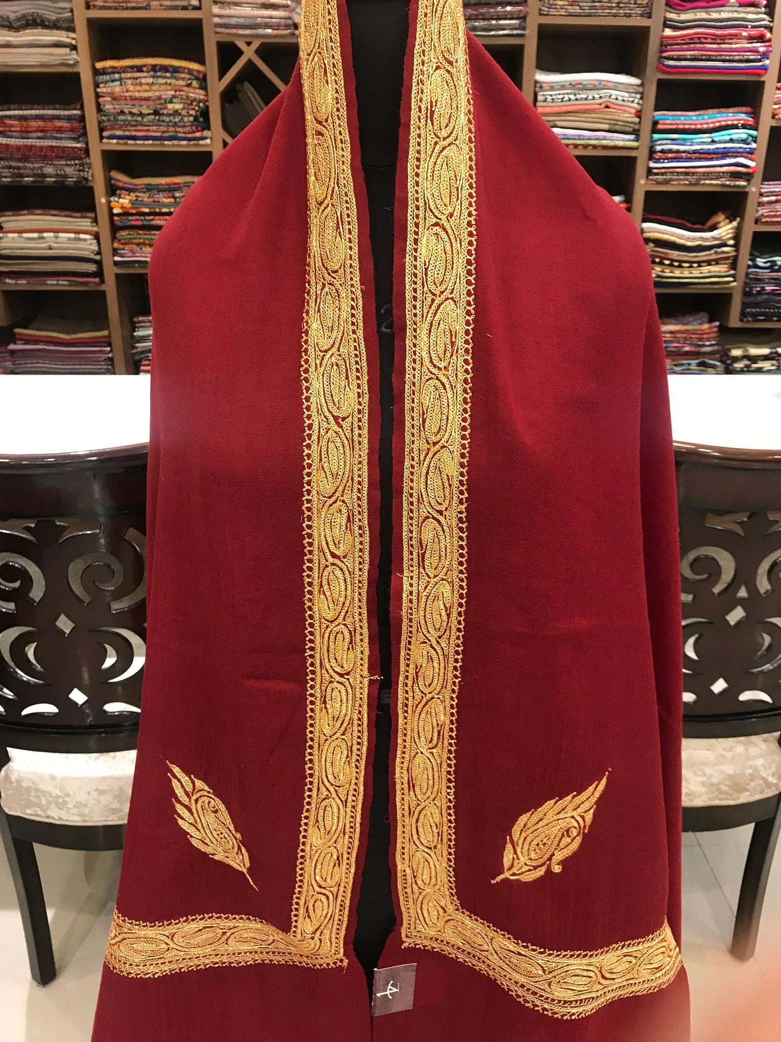 Pure Merino Wool Shawl With Tilla Hand Embroidery Pure Merino Wool Shawl With Tilla Hand Embroidery