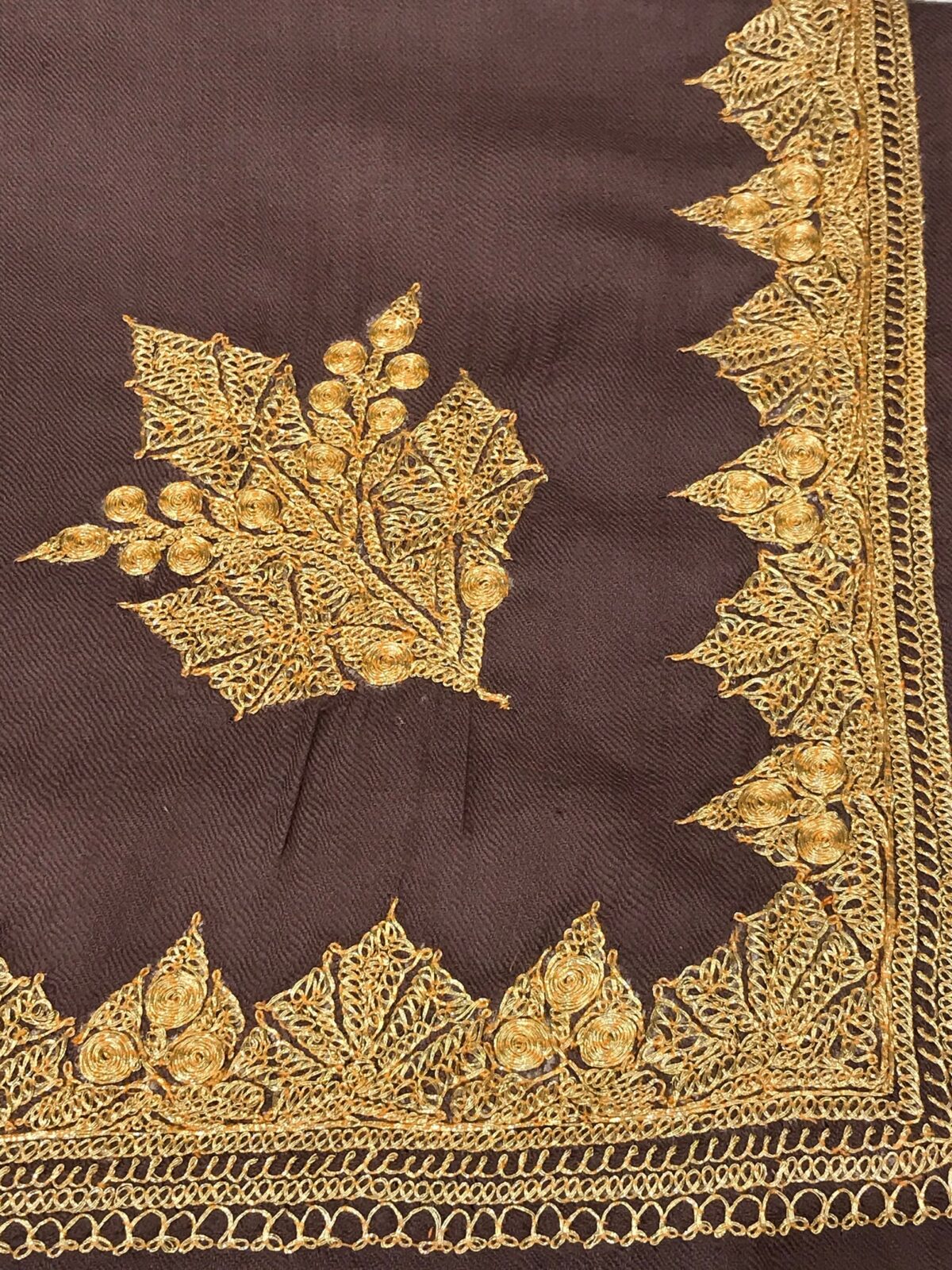 Pure Merino Wool Shawl With Tilla Hand Embroidery