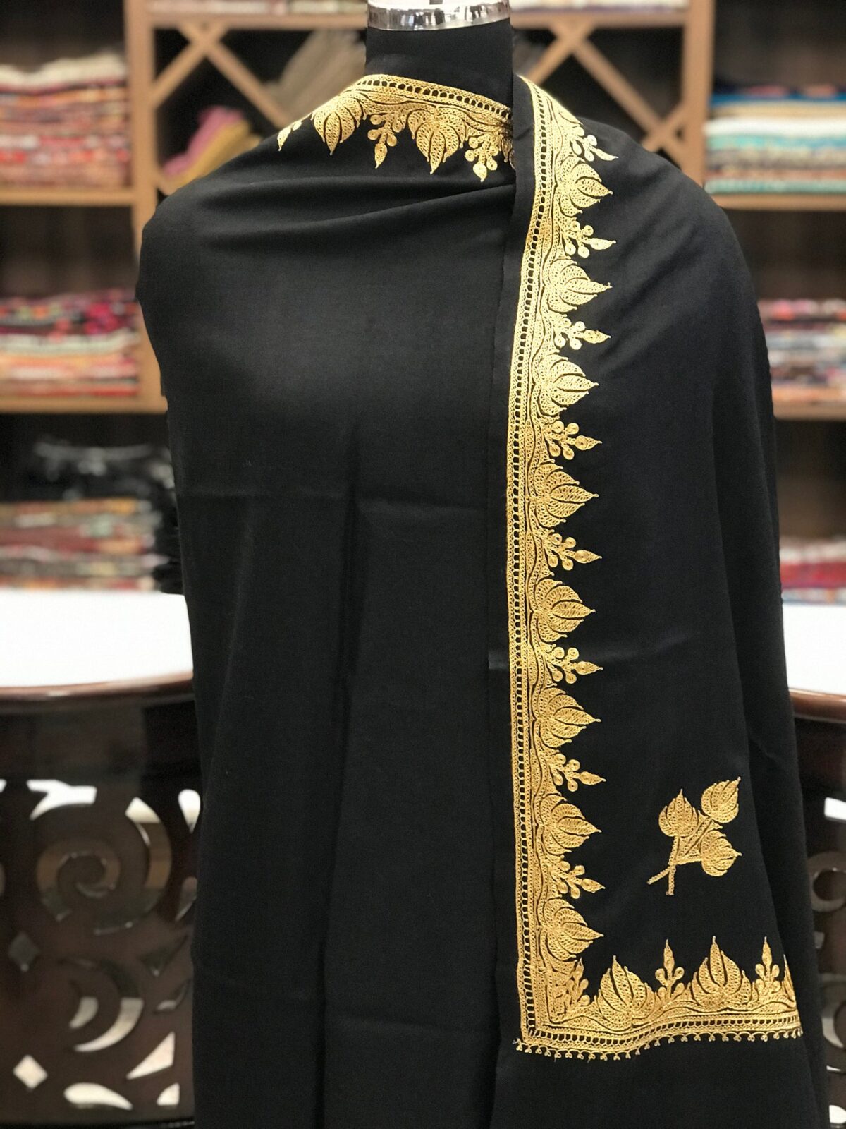 Pure Merino Wool Shawl With Tilla Hand Embroidery