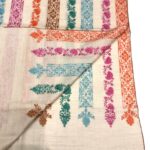 White Sozni Pure Pashmina Hand Embroidered Shawl