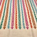 White Sozni Pure Pashmina Hand Embroidered Shawl