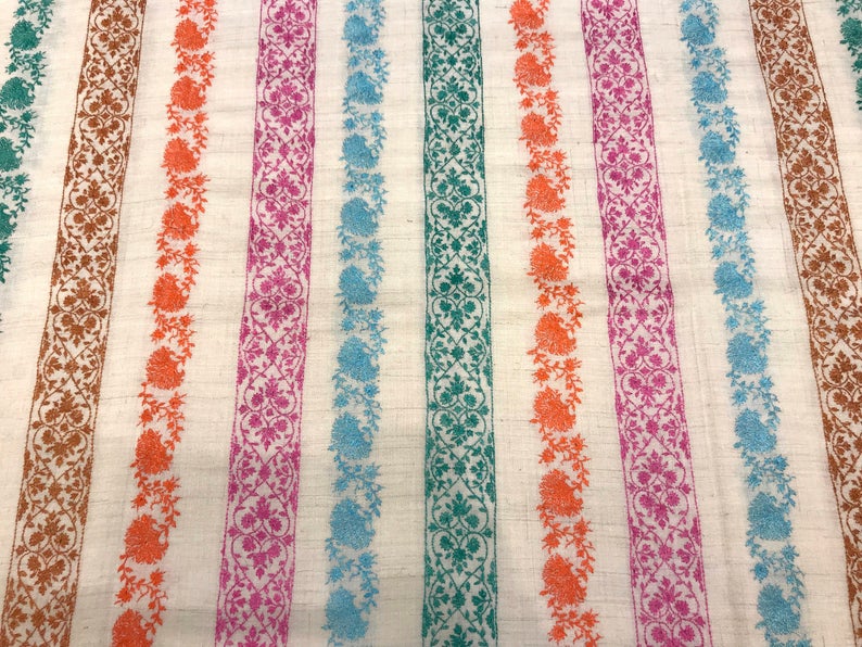 White Sozni Pure Pashmina Hand Embroidered Shawl
