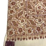 White Jamawar Sozni Pure Pashmina Hand Embroidered Shawl