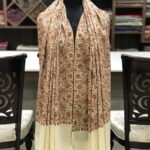 White Jamawar Sozni Pure Pashmina Hand Embroidered Shawl