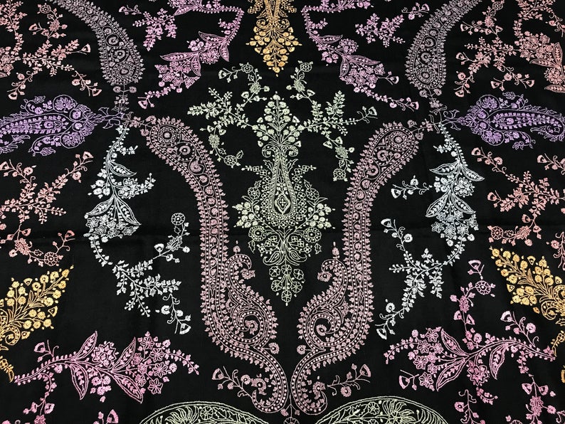 Black Allover Sozni Pure Pashmina Hand Embroidered Shawl Black Allover Sozni Pure Pashmina Hand Embroidered Shawl