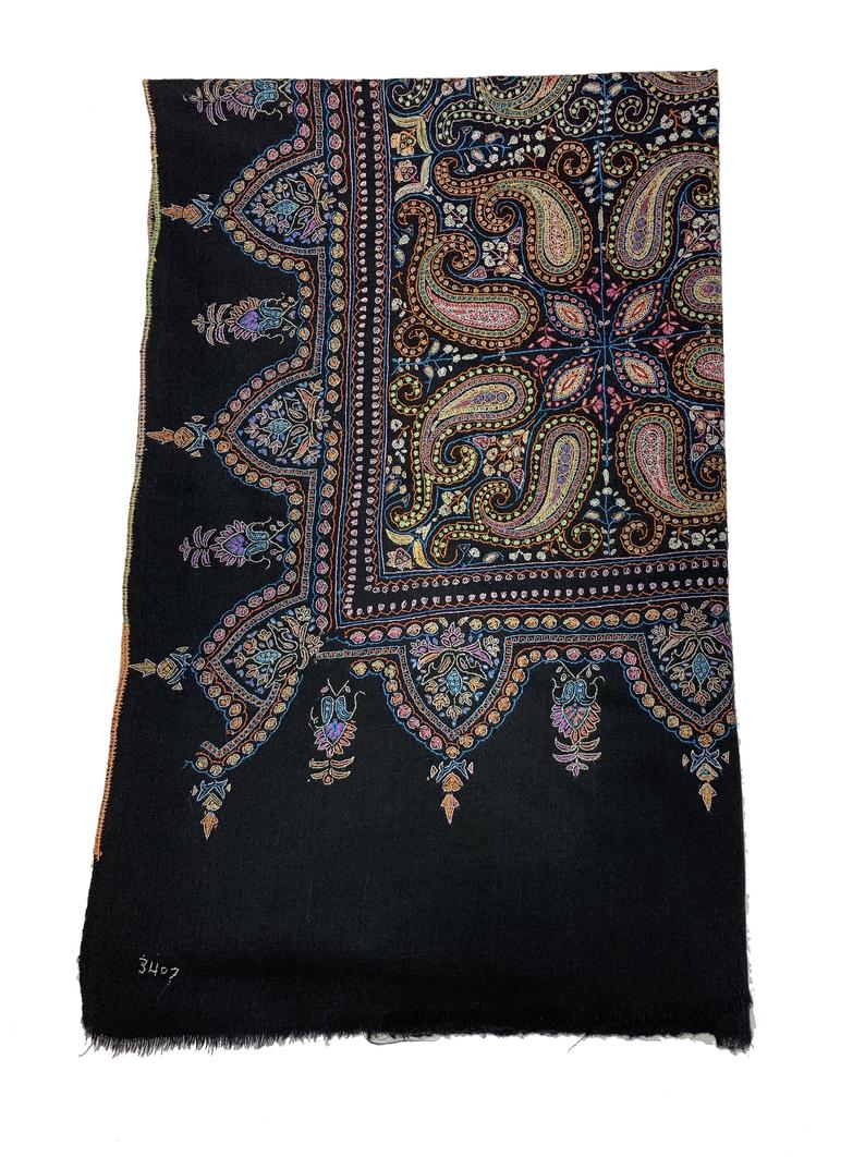 Black Allover Sozni Pure Pashmina Hand Embroidered Shawl Black Allover Sozni Pure Pashmina Hand Embroidered Shawl