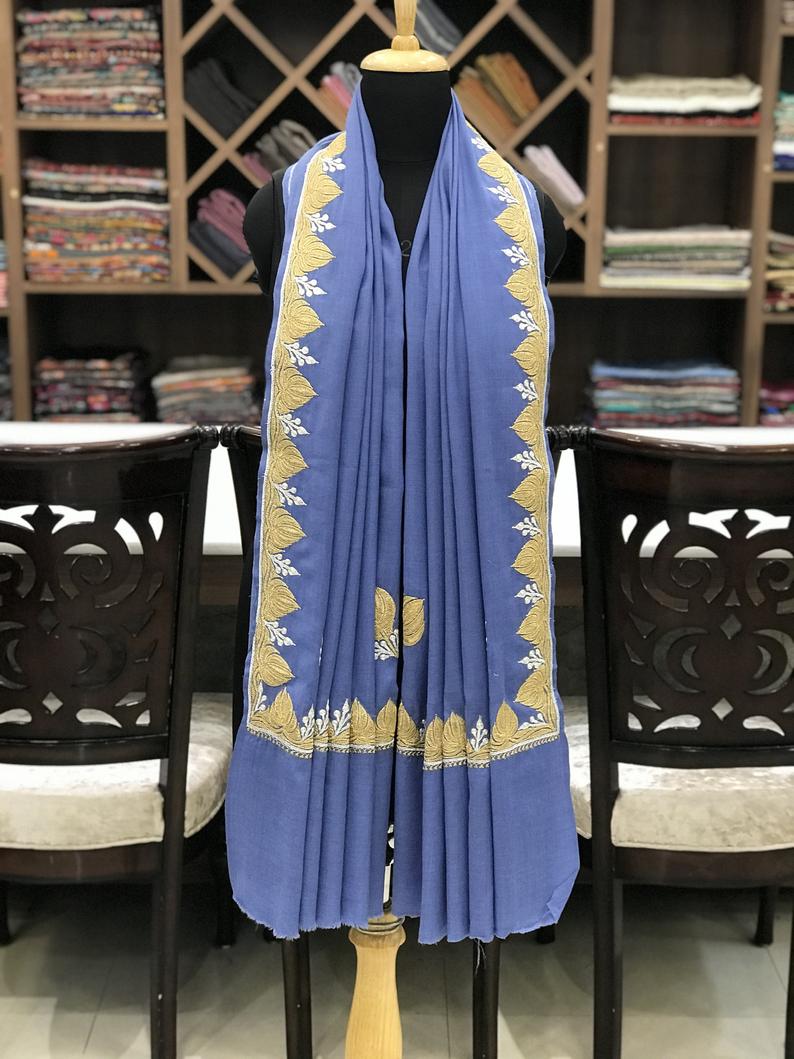 Pure Merino Wool Shawl With Tilla Hand Embroidery