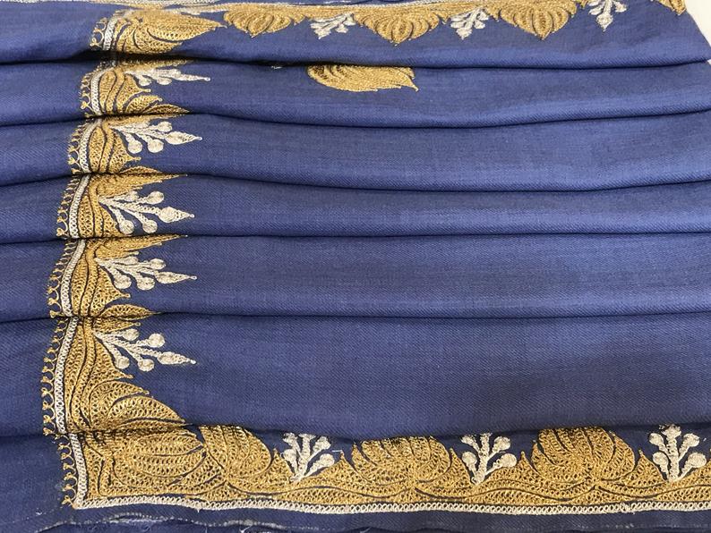 Pure Merino Wool Shawl With Tilla Hand Embroidery