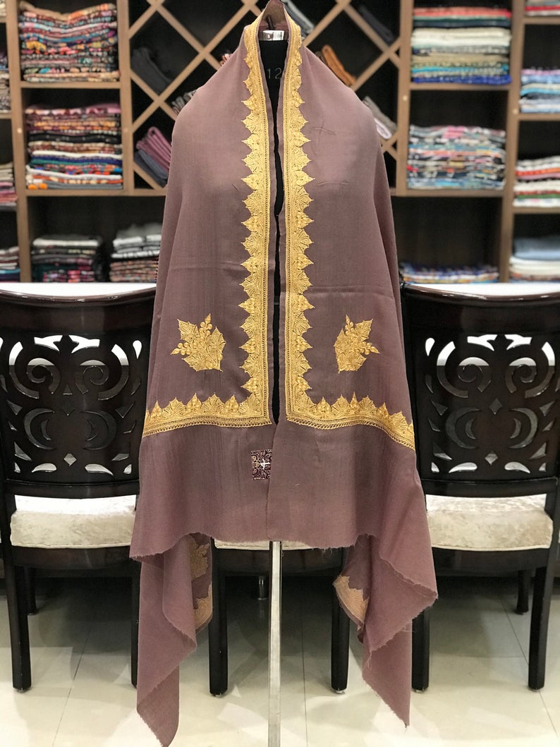 Pure Merino Wool Shawl With Tilla Hand Embroidery