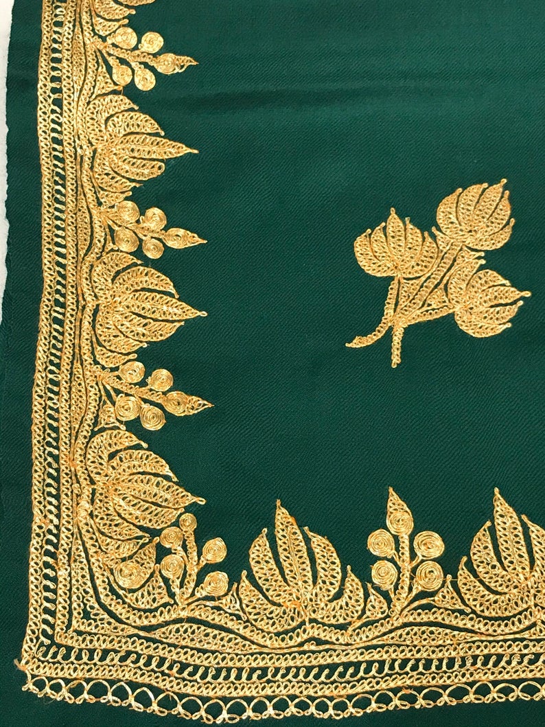 Pure Merino Wool Shawl With Tilla Hand Embroidery