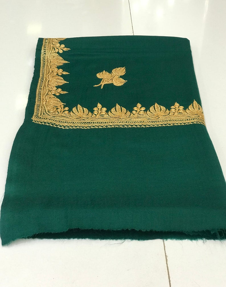 Pure Merino Wool Shawl With Tilla Hand Embroidery