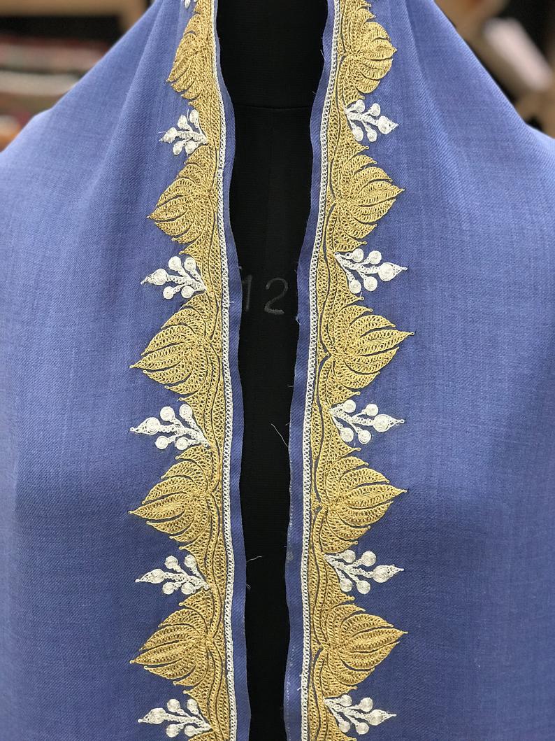 Pure Merino Wool Shawl With Tilla Hand Embroidery