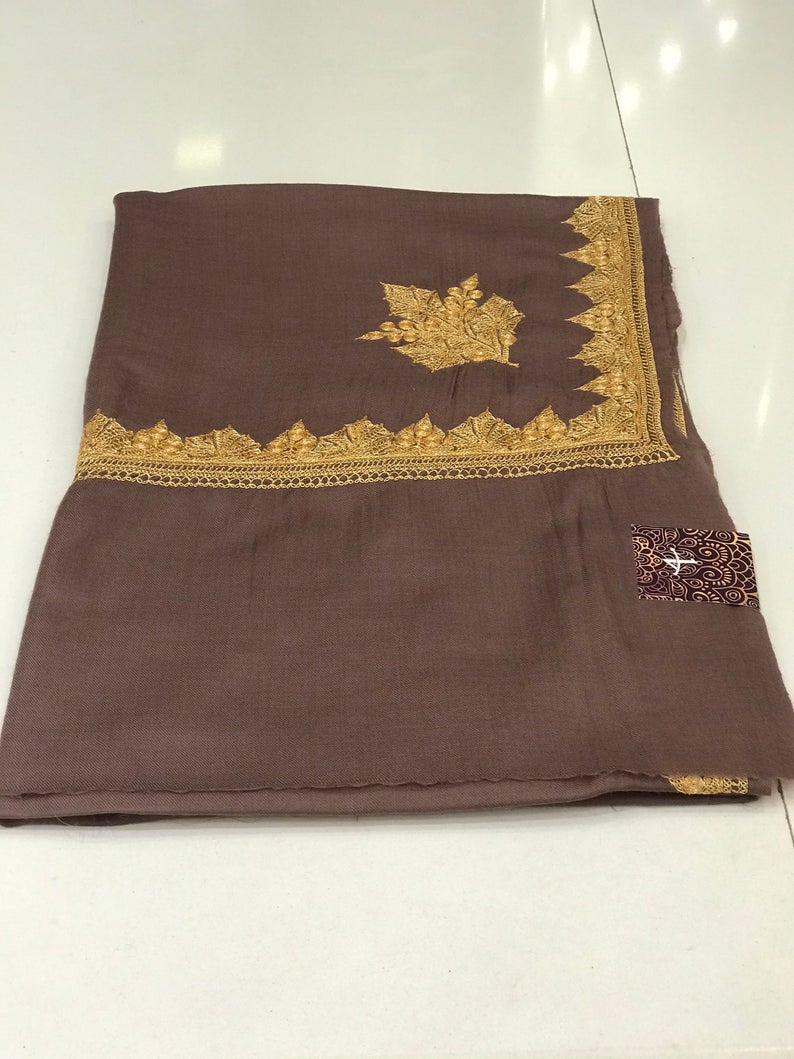 Pure Merino Wool Shawl With Tilla Hand Embroidery