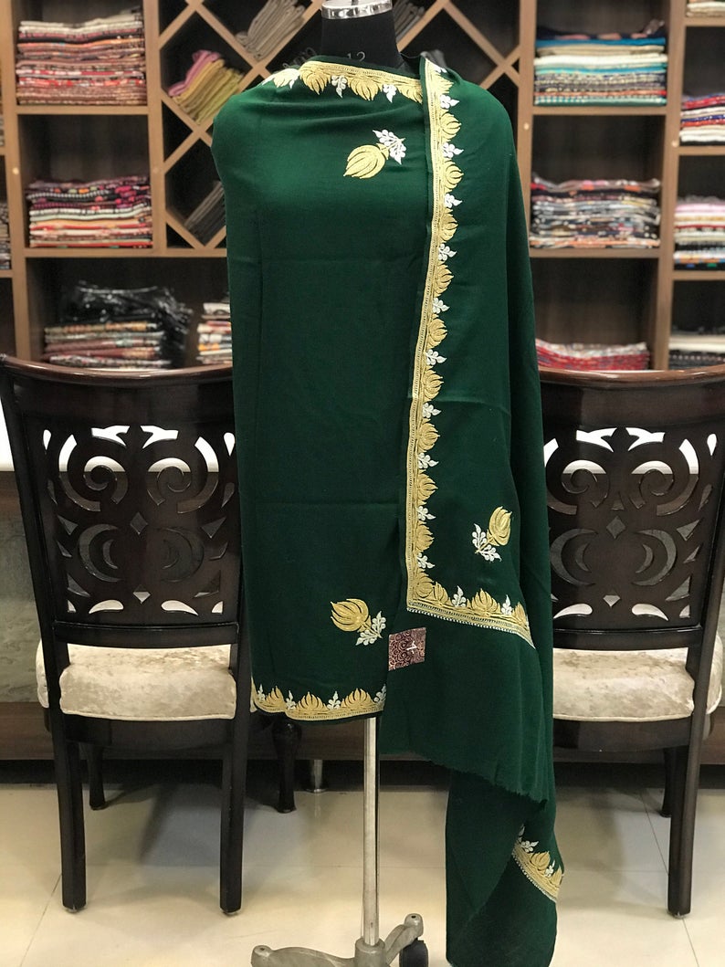 Pure Merino Wool Shawl With Tilla Hand Embroidery