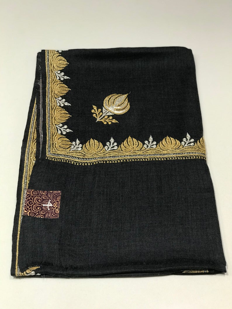 Pure Merino Wool Shawl With Tilla Hand Embroidery