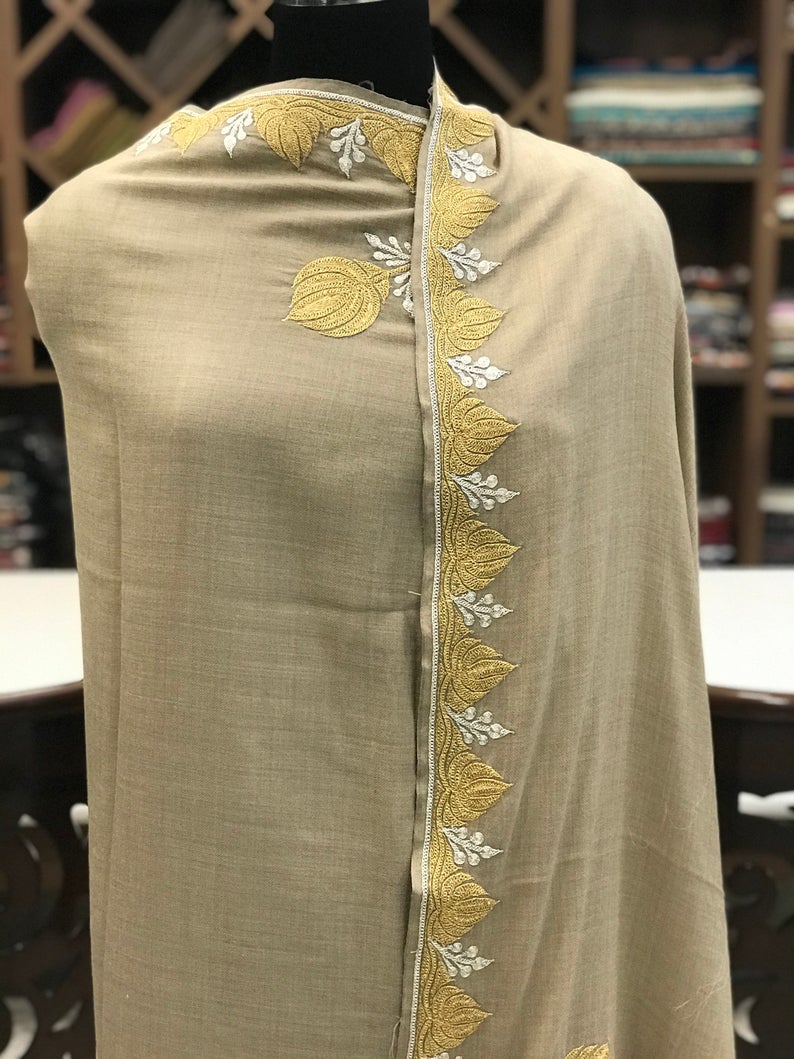 Pure Merino Wool Shawl With Tilla Hand Embroidery