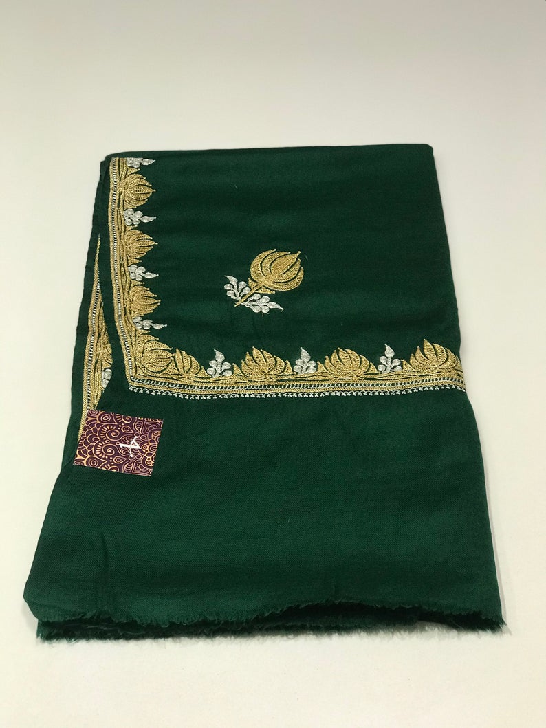 Pure Merino Wool Shawl With Tilla Hand Embroidery