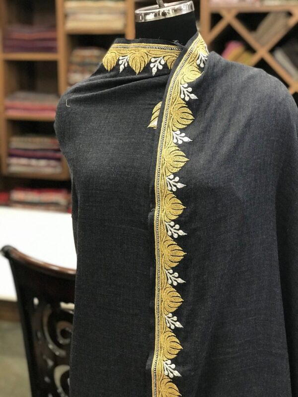 Pure Merino Wool Shawl With Tilla Hand Embroidery