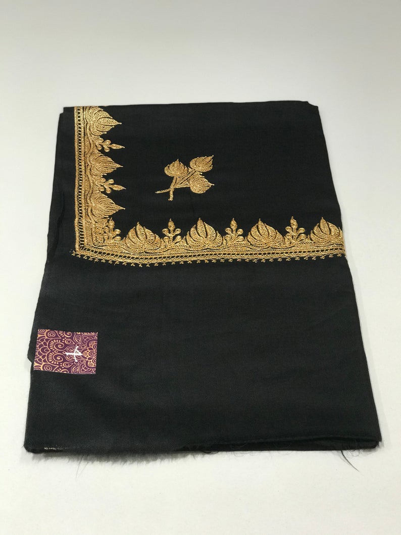 Pure Merino Wool Shawl With Tilla Hand Embroidery