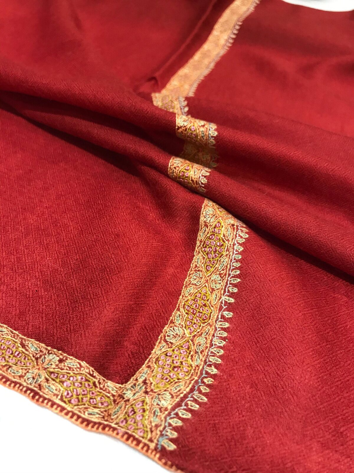 Pure Pashmina Shawl with Border Sozni Hand Embroidery