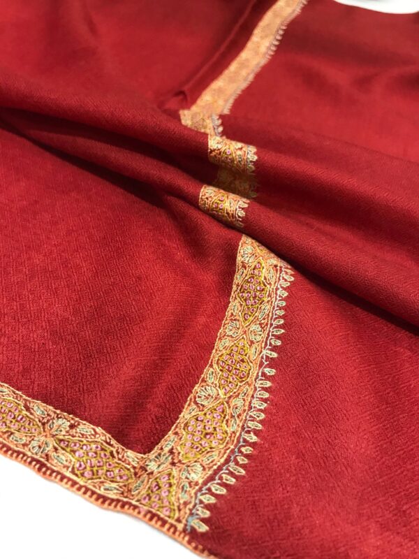 Pure Pashmina Shawl with Border Sozni Hand Embroidery