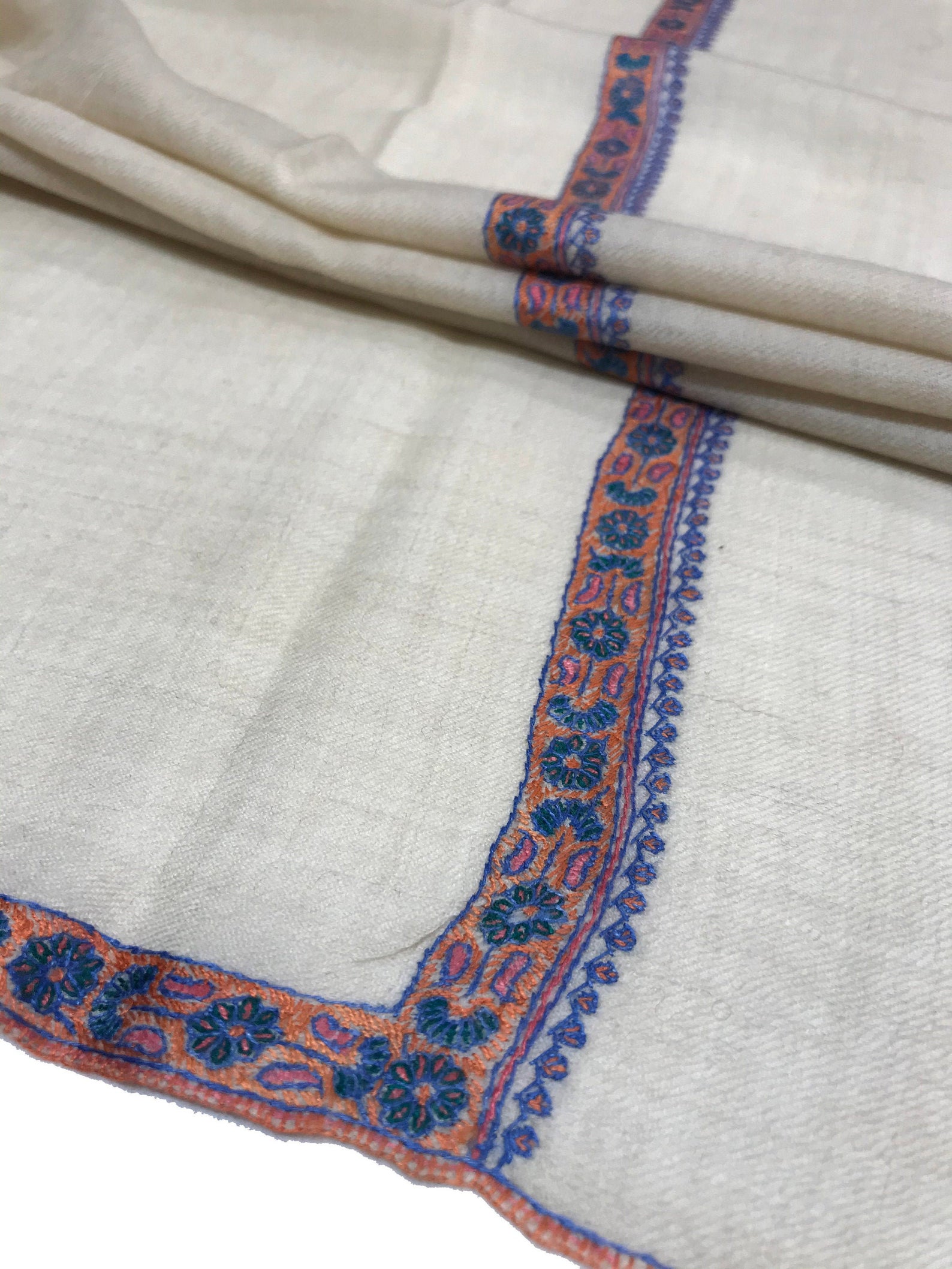 Pure Pashmina Shawl with Border Sozni Hand Embroidery