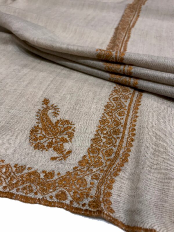 Pure Pashmina Shawl with Border Sozni Hand Embroidery