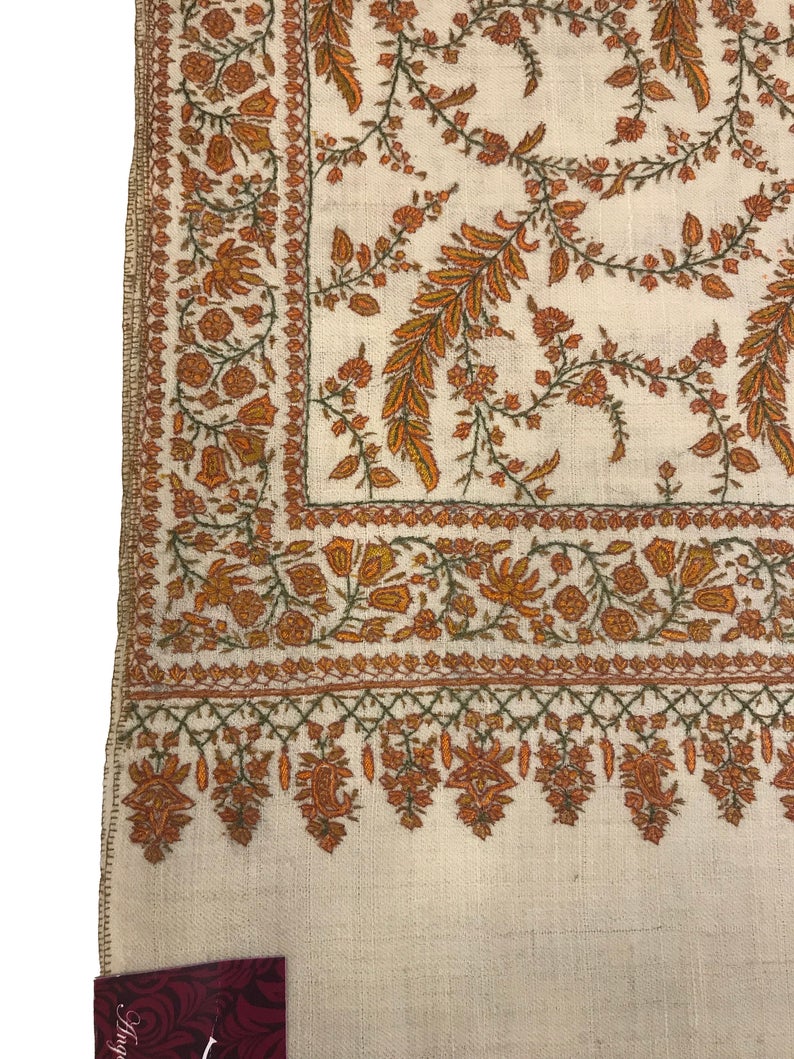Allover Sozni Hand Embroidered Pure Pashmina Shawl Allover Sozni Hand Embroidered Pure Pashmina Shawl