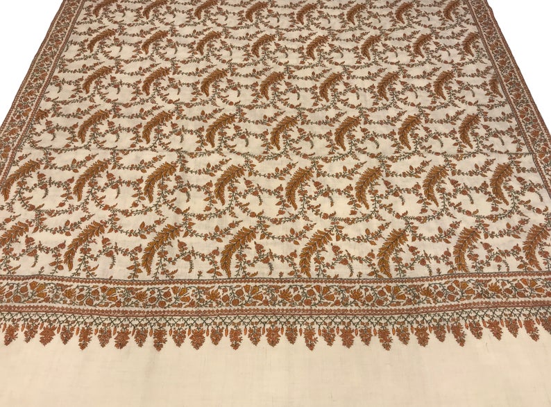 Allover Sozni Hand Embroidered Pure Pashmina Shawl Allover Sozni Hand Embroidered Pure Pashmina Shawl