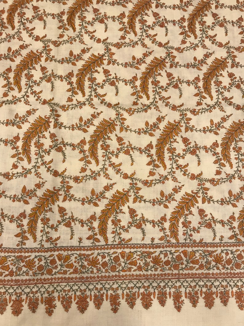 Allover Sozni Hand Embroidered Pure Pashmina Shawl Allover Sozni Hand Embroidered Pure Pashmina Shawl