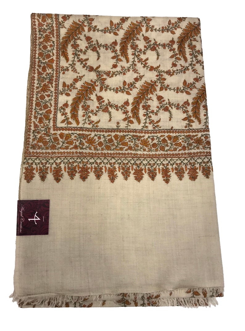 Allover Sozni Hand Embroidered Pure Pashmina Shawl Allover Sozni Hand Embroidered Pure Pashmina Shawl