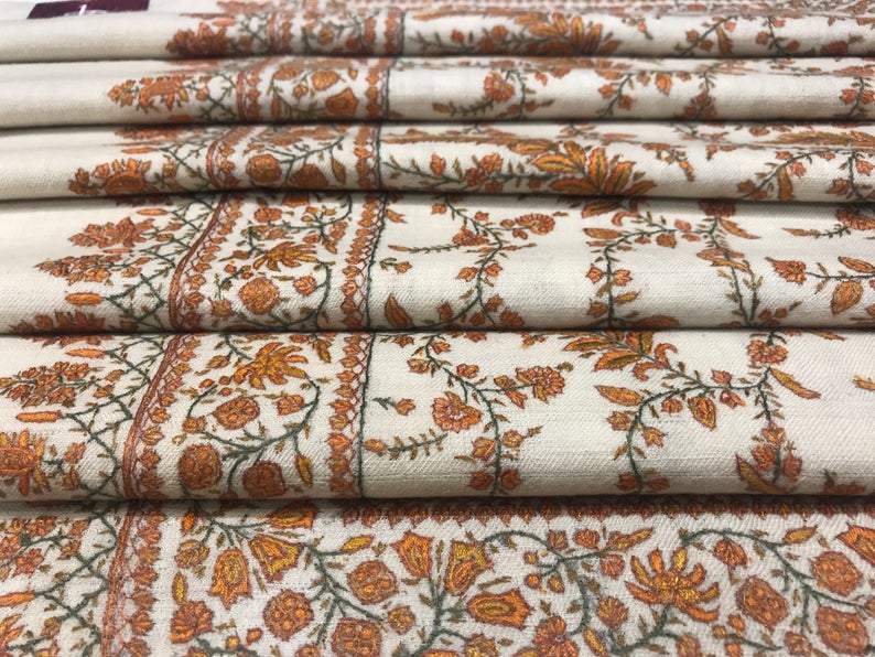 Allover Sozni Hand Embroidered Pure Pashmina Shawl Allover Sozni Hand Embroidered Pure Pashmina Shawl