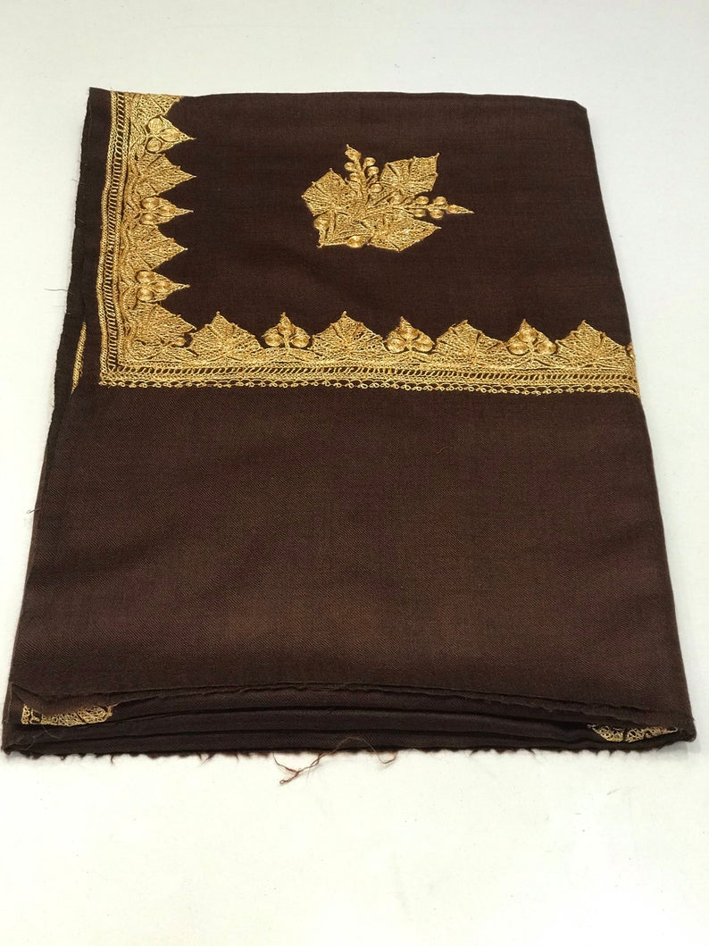 Pure Merino Wool Shawl With Tilla Hand Embroidery