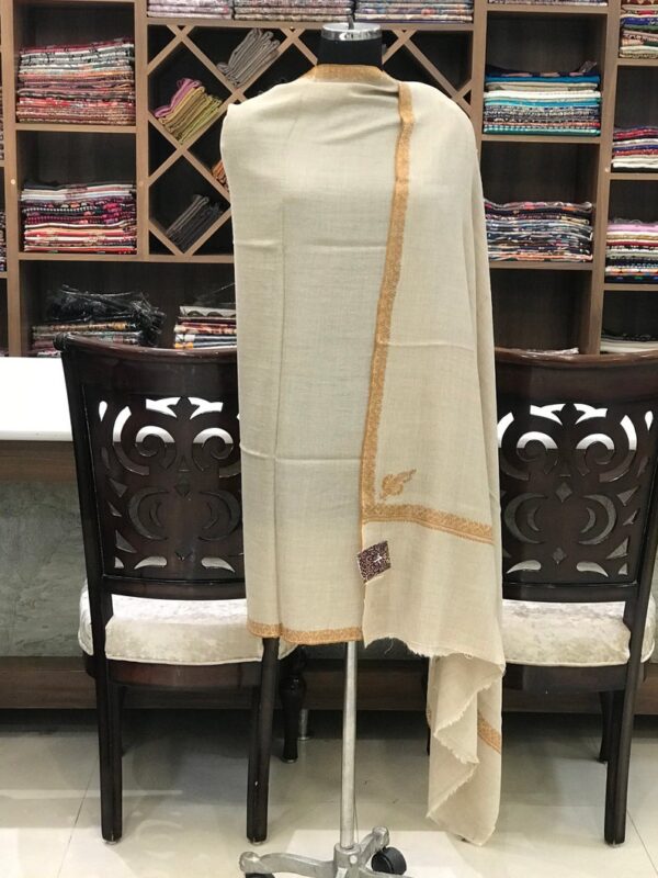 Pure Pashmina Shawl with Border Sozni Hand Embroidery