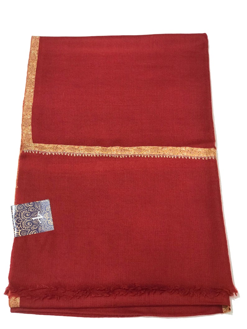 Pure Pashmina Shawl with Border Sozni Hand Embroidery